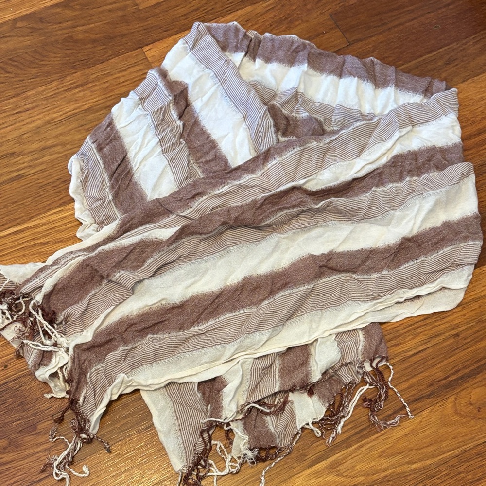 Striped Brown and White Scarf